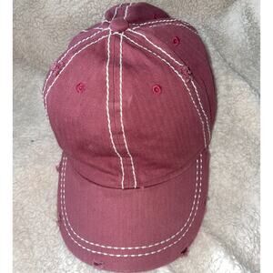 Distressed Burgundy Baseball Cap